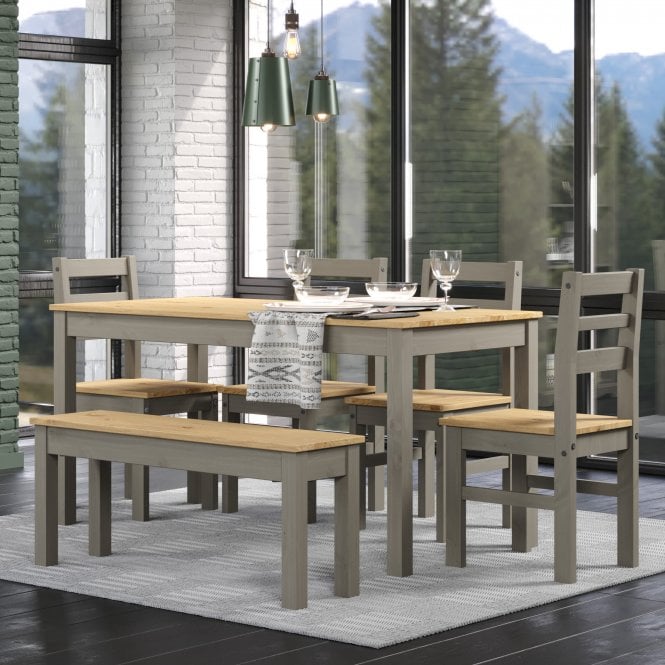 Core Corona Grey Large Rectangular Table & 4 Chair Set