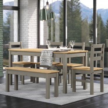 Corona Grey Large Rectangular Table & 4 Chair Set