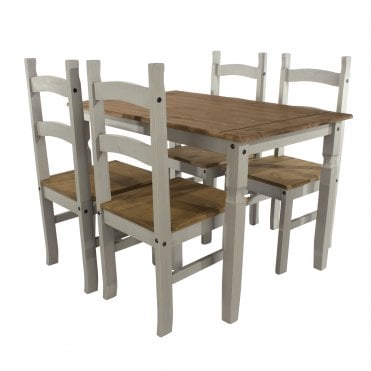 Corona Grey Large Rectangular Table & 4 Chairs