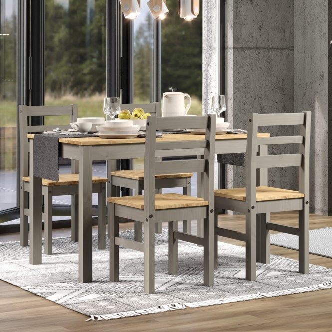 Core Corona Grey Rectangular Table &  4 Chairs Dining Set