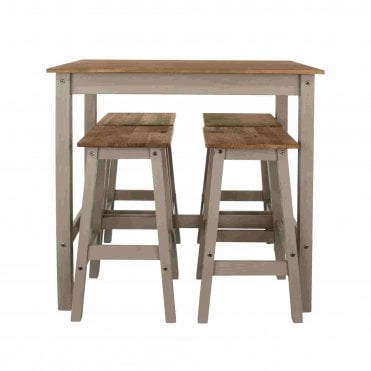 Corona Grey Table & 4 High Stool Set