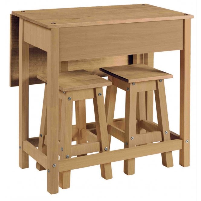Core Corona Pine Drop Leaf Table & 2 Stools