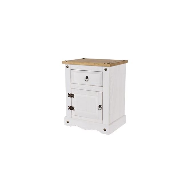 Core Corona White 1 Door & 1 Drawer Bedside Cabinet