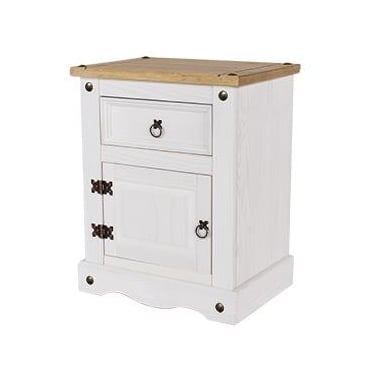 Corona White 1 Door & 1 Drawer Bedside Cabinet