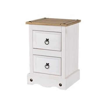 Corona White 2 Drawer Petite Bedside Cabinet