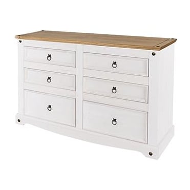 Corona White 3 + 3 Wide Drawer Chest