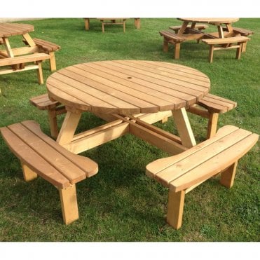 8 Seater Round Wooden Garden Table