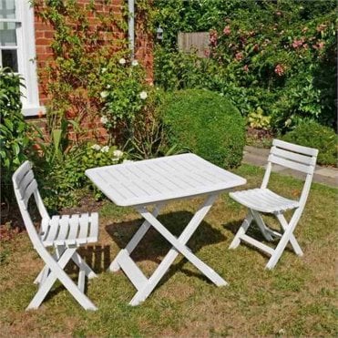 Brescia White Folding Bistro Set
