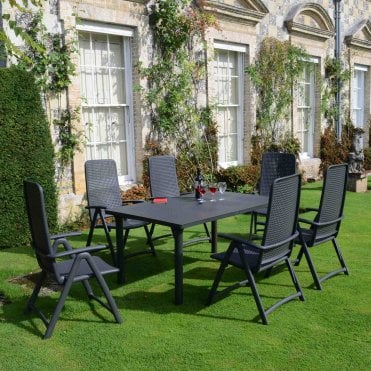 Libeccio Anthracite Set with 6 Darsena Chairs