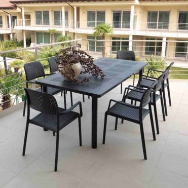 Libeccio Anthracite Set with 6 Net Chairs