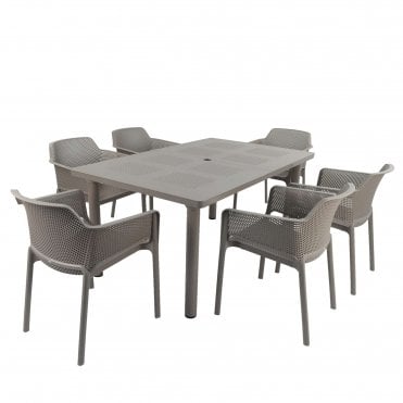 Libeccio Turtle Dove Set with 6 Net Chairs