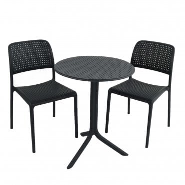 Step Anthracite Bistro Set with Bora Chairs