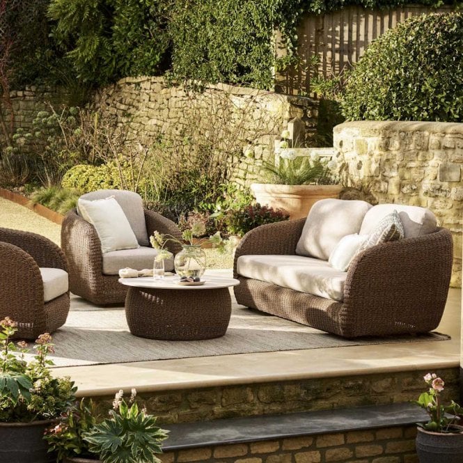 Garden Trading Hambridge 2 Seater Sofa Set - Pe Rattan, Dark Natural