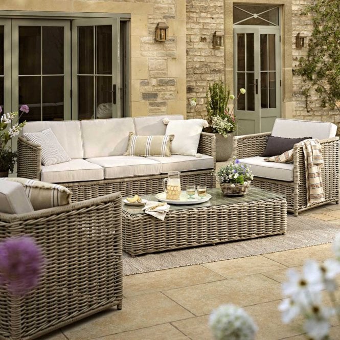 Garden Trading Harting 3 Seater Sofa Set - Pe Rattan, Natural