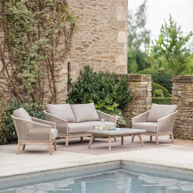 Garden Trading Lynton 2 Seater Sofa Set - Acacia Wood, Rope, Grey