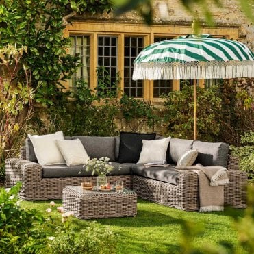 Moorgate Corner Sofa Set - Pe Rattan, Dark Natural