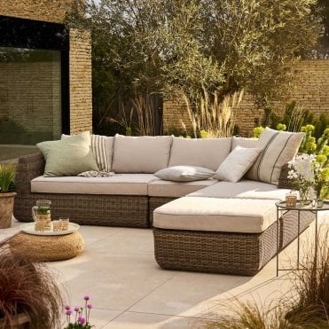 Skala Corner Sofa Set - Pe Rattan, Dark Natural