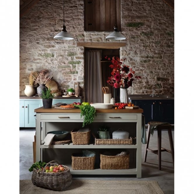 Garden Trading Walcote Kitchen Island - Bayur Wood, Clay