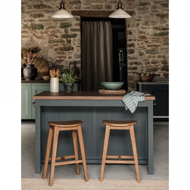 Garden Trading Walcote Kitchen Island - Bayur Wood, Forest Green