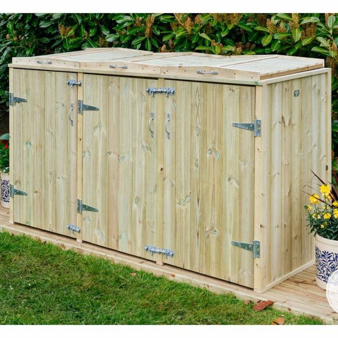 Garden Village Shireburn 2 Wheelie Bin & 2 Recycle Box Store