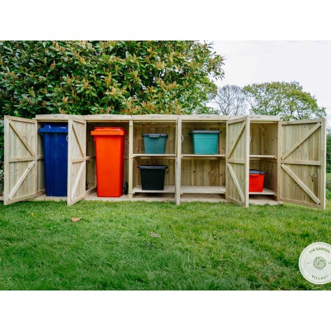 Garden Village Shireburn 2 Wheelie Bin & 6 Recycle Box Store
