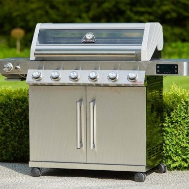 Gourmet Stainless Steel 6 Burner Hybrid Gas & Charcoal BBQ