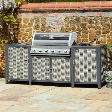 Java 6 Burner Hybrid Gas & Charcoal Outdoor BBQ Kitchen