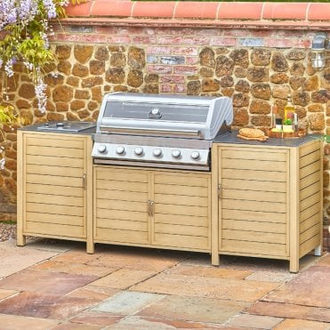 Venice Outdoor Kitchen 6 Burner Hybrid with Ceramic Side Burner - Stainless Steel