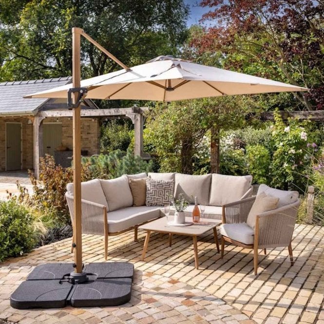 Hartman Aegean Folie 2.5m Square Cantilever Parasol With FREE Cover - Dove