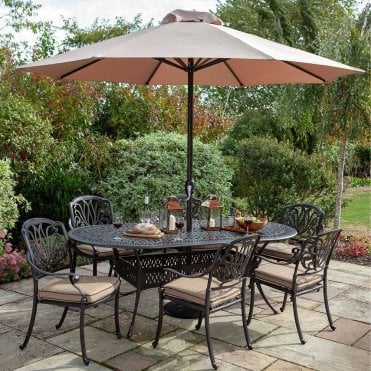 Amalfi 6 Seat Dining Set - Bronze/Amber