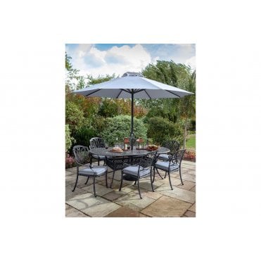 Amalfi 6 Seat Oval Set (Antique Grey/Platinum)
