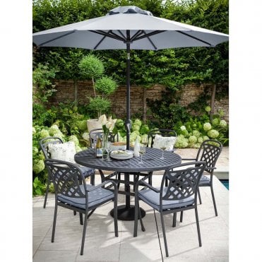 Berkeley 6 Seat Round Dining Set - Antique Grey