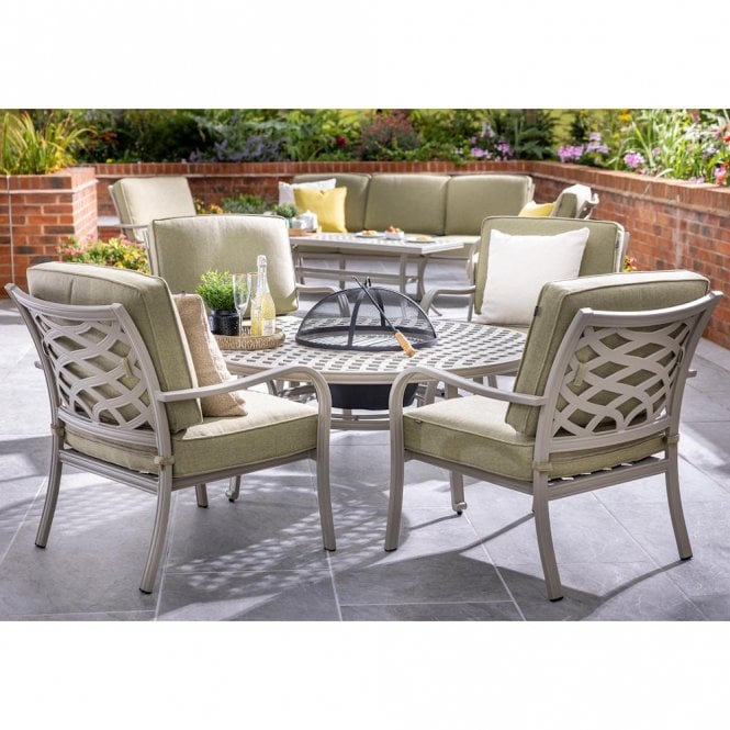 Hartman Buxton 4 Seat Cosy Fire Pit Lounge Set - Maize/Wheatgrass