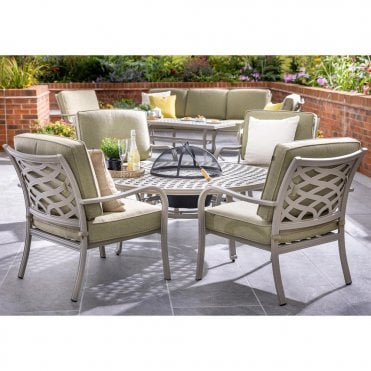 Buxton 4 Seat Cosy Fire Pit Lounge Set - Maize/Wheatgrass