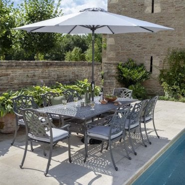 Capri 8 Seat Dining Set - Antique Grey