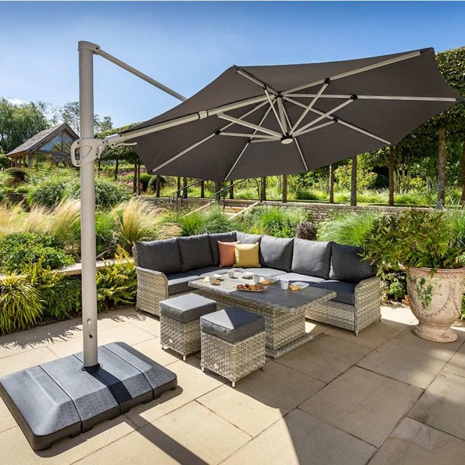 Hartman Caribbean 3.5m Round Cantilever with Lights and Base (Dark Grey)