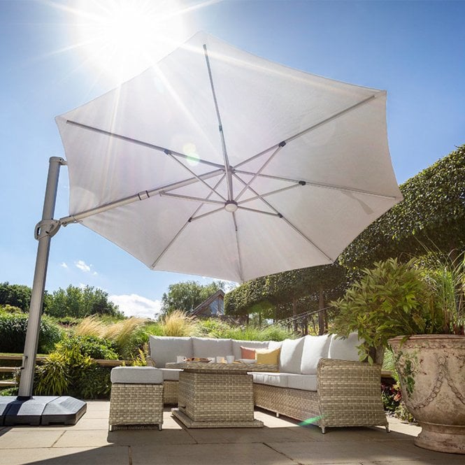 Hartman Caribbean 3.5m Round Cantilever with Lights and Base (Dove)