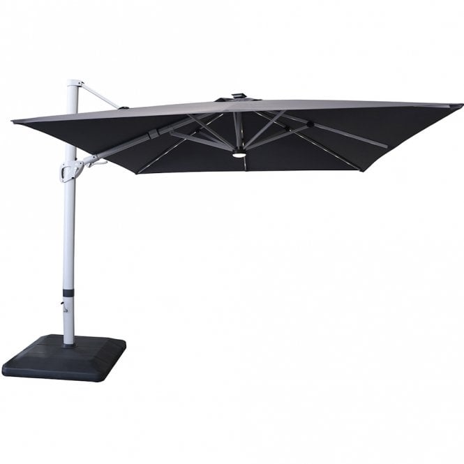 Hartman Caribbean 3m Square Cantilever with Lights and Base (Dark Grey)