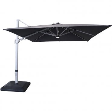 Caribbean 3m Square Cantilever with Lights and Base (Dark Grey)