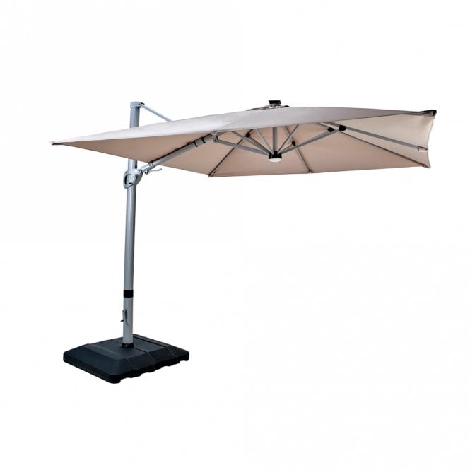 Hartman Caribbean 3m Square Cantilever with Lights and Base (Dove)