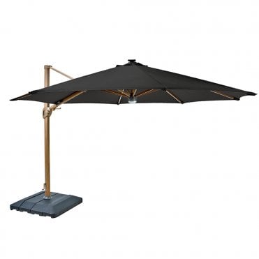 Seychelles 3.5m Round Cantilever with Speaker, Lights and Base (Dark Grey)