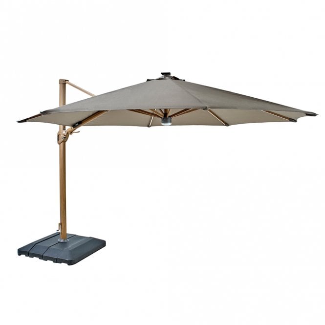 Hartman Seychelles 3.5m Round Cantilever with Speaker, Lights and Base (Havannah)