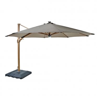 Seychelles 3.5m Round Cantilever with Speaker, Lights and Base (Havannah)