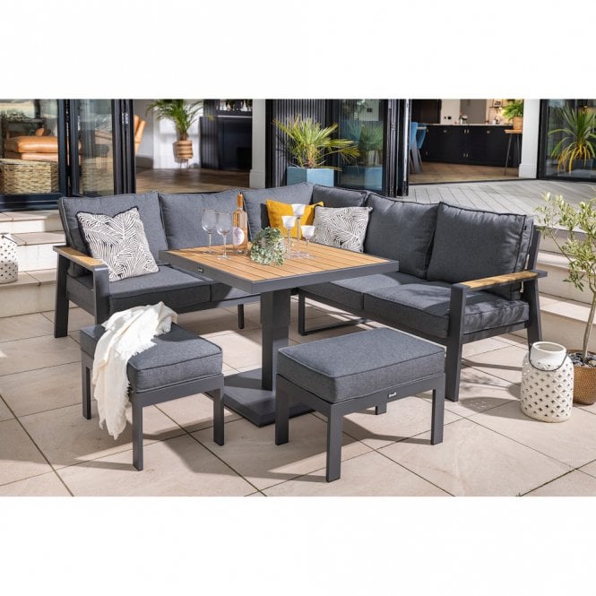 Hartman Sonas Square Casual Dining Set with Adjustable Table (Matt Xerix/Grey Harris)