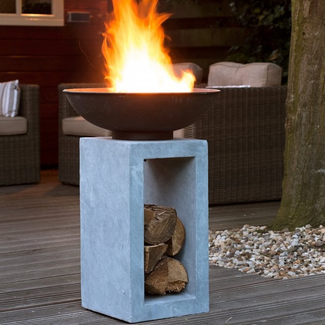 Ivyline Firebowl & Square Console - Cement