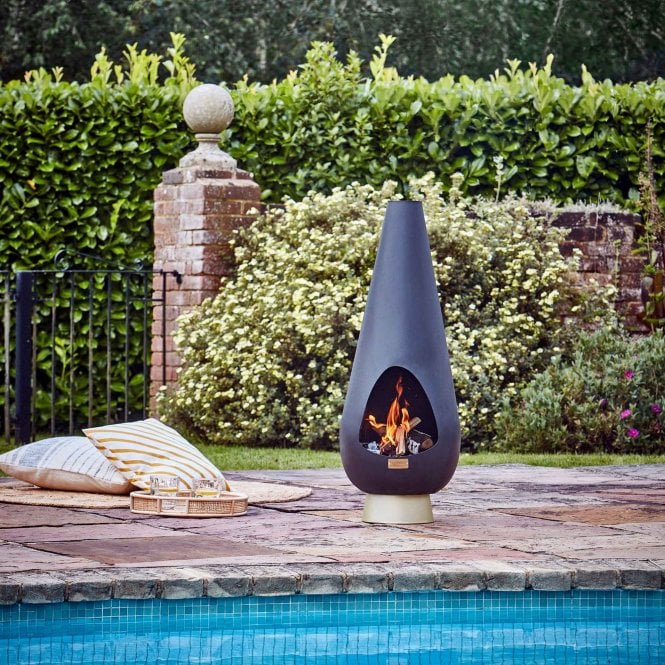 Ivyline Leo Fireplace - Matt Black & Antique Gold