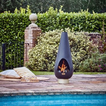 Leo Fireplace - Matt Black & Antique Gold