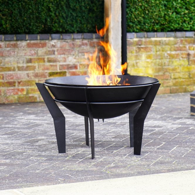Ivyline Outdoor Metal Kendal Firebowl on Stand - Black