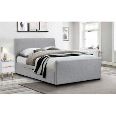 Capri Fabric Double Bed With 2 Drawers