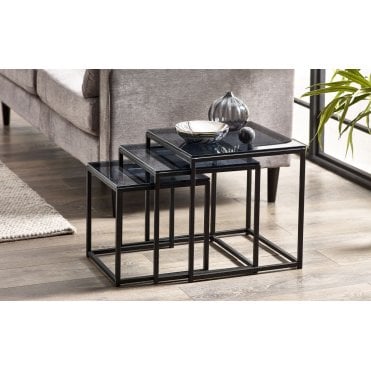 Chicago Nest of 3 Tables - Smoked Glass